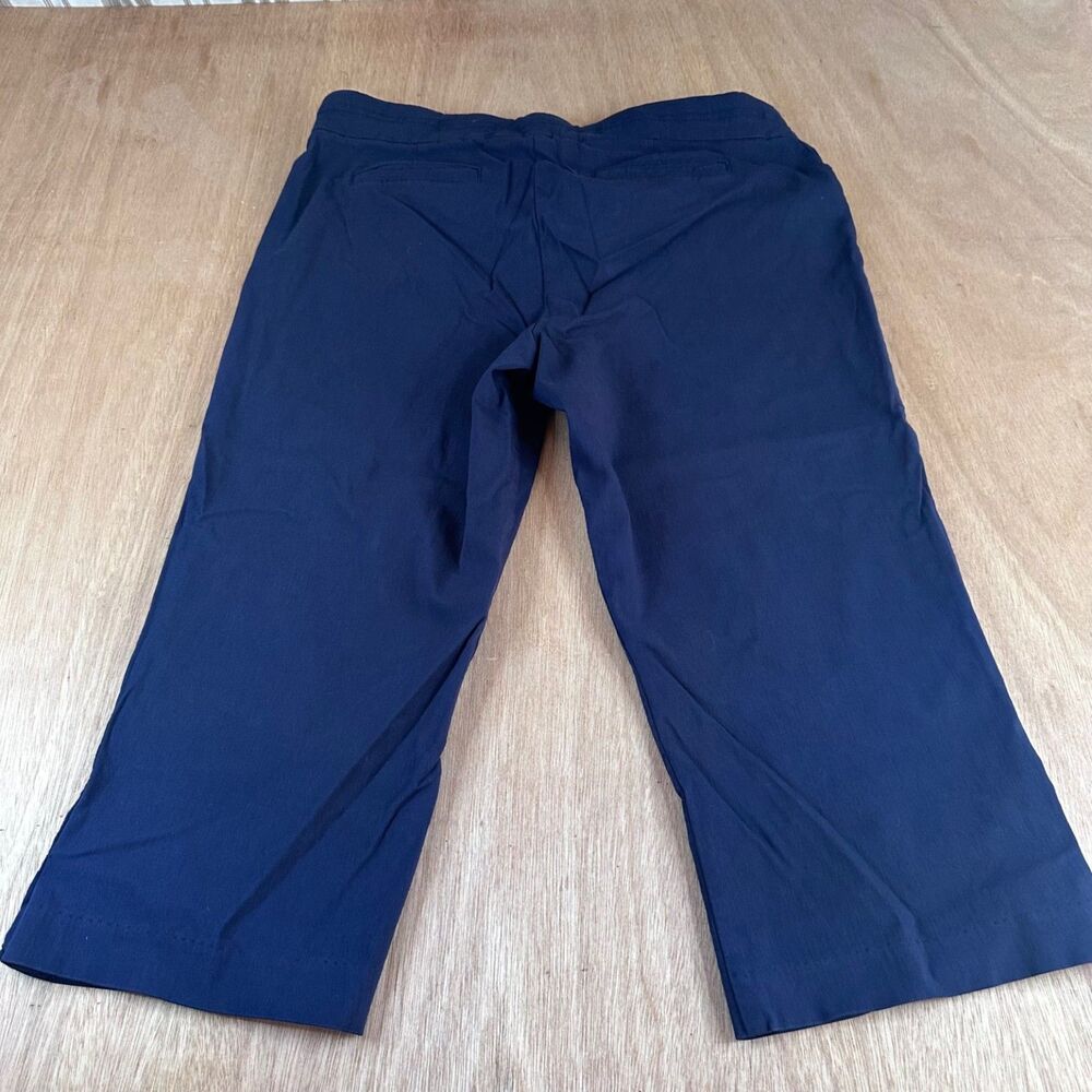 Briggs Women’s Crop Pants Size 12 Navy Stud Hem Stretch Capris Fall Casual